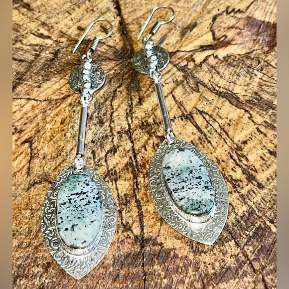 K2 Jasper in Granite Earrinngs 3 1/4” - Picture 1 of 8